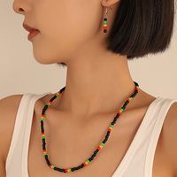 Bohemian Colorful Beaded Beaded Handmade Earrings Necklace Jewelry Set main image 1