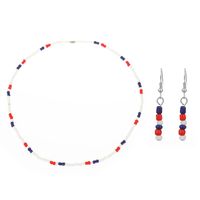 Bohemian Colorful Beaded Beaded Handmade Earrings Necklace Jewelry Set sku image 1