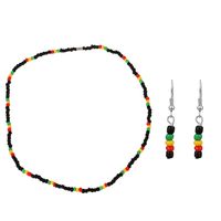 Bohemian Colorful Beaded Beaded Handmade Earrings Necklace Jewelry Set sku image 2