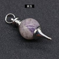 Crystal Agate Semi-precious Stones Round Bead Pendulum Pendants Jewelry Accessories sku image 1