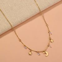 Simple Style Moon Alloy Plating Zircon Necklace main image 3