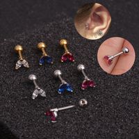 Ear Cartilage Rings & Studs Simple Style Leaf 316 Stainless Steel  Copper Inlay Zircon main image 1