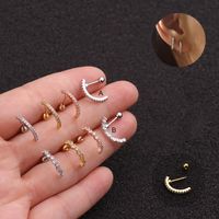 Ear Cartilage Rings & Studs Fashion Geometric 316 Stainless Steel  Copper Inlay Zircon sku image 1