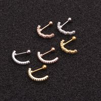 Ear Cartilage Rings & Studs Fashion Geometric 316 Stainless Steel  Copper Inlay Zircon main image 4