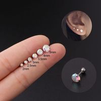 Ear Cartilage Rings & Studs Simple Style Geometric 316 Stainless Steel  Plating Zircon main image 2