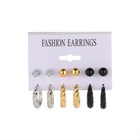 Women's Fashion Simple Style Geometric Alloy Earrings Plating Artificial Rhinestones Stud Earrings 1 Set main image 5