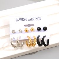 Women's Fashion Simple Style Geometric Alloy Earrings Plating Artificial Rhinestones Stud Earrings 1 Set main image 4