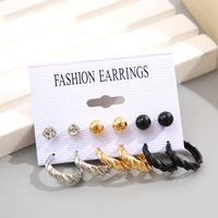 Women's Fashion Simple Style Geometric Alloy Earrings Plating Artificial Rhinestones Stud Earrings 1 Set main image 1