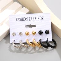 Women's Fashion Simple Style Geometric Alloy Earrings Plating Artificial Rhinestones Stud Earrings 1 Set main image 3