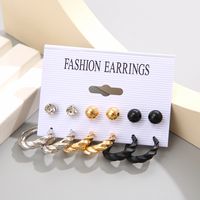 Women's Fashion Simple Style Geometric Alloy Earrings Plating Artificial Rhinestones Stud Earrings 1 Set main image 2