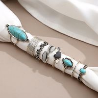 Women's Retro Ethnic Style Geometric Alloy Rings Plating Artificial Crystal Turquoise main image 1