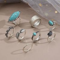 Women's Retro Ethnic Style Geometric Alloy Rings Plating Artificial Crystal Turquoise main image 2