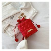 Women's Pu Leather Solid Color Cute Soft Surface Square String Crossbody Bag sku image 3