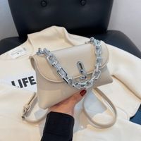 Women's Classic Style Solid Color Square Buckle Square Bag Pu Leather Shoulder Bags main image 5