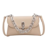 Women's Classic Style Solid Color Square Buckle Square Bag Pu Leather Shoulder Bags sku image 1