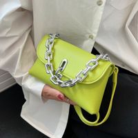 Women's Classic Style Solid Color Square Buckle Square Bag Pu Leather Shoulder Bags main image 6