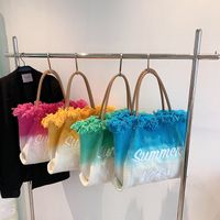 Women's Fashion Color Block Square Zipper Tote Bag Canvas Shoulder Bags main image 2