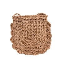 Women's Straw Solid Color Fashion Weave Square Zipper Straw Bag sku image 1