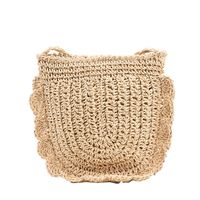 Women's Straw Solid Color Fashion Weave Square Zipper Straw Bag sku image 2
