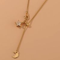Simple Style Star Moon Alloy Plating Zircon Necklace 1 Piece main image 3