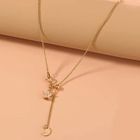 Simple Style Star Moon Alloy Plating Zircon Necklace 1 Piece main image 5