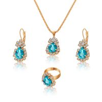 Simple Style Water Droplets Heart Shape Alloy Plating Inlay Rhinestones Gold Plated Women's Jewelry Set sku image 2