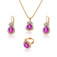 Simple Style Water Droplets Heart Shape Alloy Plating Inlay Rhinestones Gold Plated Women's Jewelry Set sku image 3