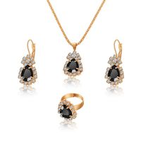 Simple Style Water Droplets Heart Shape Alloy Plating Inlay Rhinestones Gold Plated Women's Jewelry Set sku image 4