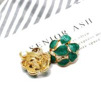 Green Leaves Hollow Round 925 Silver Needle Alloy Earrings Nhom155033 sku image 2
