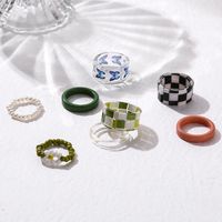 Fashion Plaid Butterfly Resin No Inlaid Rings main image 3