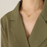Niche Fashion Simple Double Circle Titanium Steel Plated 18k Pendant Necklace For Women sku image 1