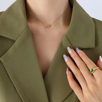 الأزياء جديد الاتجاه الحد الأدنى مزدوجة الطبقات ارتداء جولة حبة التيتانيوم الصلب 18k الذهب الحقيقي قلادة للنساء sku image 3