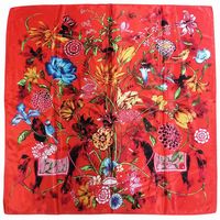 New Fashion Colorful Flower Women's Artificial Silk Large Kerchief Scarf sku image 1