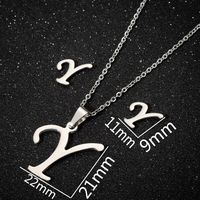 Women's Fashion Simple Style Letter Stainless Steel Pendant Necklace Ear Studs Plating Jewelry Sets main image 5