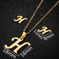 Women's Fashion Simple Style Letter Stainless Steel Pendant Necklace Ear Studs Plating Jewelry Sets main image 4