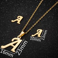 Women's Fashion Simple Style Letter Stainless Steel Pendant Necklace Ear Studs Plating Jewelry Sets sku image 27