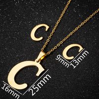 Women's Fashion Simple Style Letter Stainless Steel Pendant Necklace Ear Studs Plating Jewelry Sets sku image 29