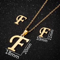 Women's Fashion Simple Style Letter Stainless Steel Pendant Necklace Ear Studs Plating Jewelry Sets sku image 32