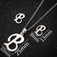 Women's Fashion Simple Style Letter Stainless Steel Pendant Necklace Ear Studs Plating Jewelry Sets sku image 2