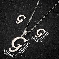 Women's Fashion Simple Style Letter Stainless Steel Pendant Necklace Ear Studs Plating Jewelry Sets sku image 7