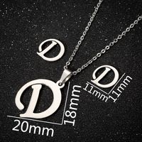 Women's Fashion Simple Style Letter Stainless Steel Pendant Necklace Ear Studs Plating Jewelry Sets sku image 4