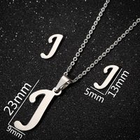 Women's Fashion Simple Style Letter Stainless Steel Pendant Necklace Ear Studs Plating Jewelry Sets sku image 10