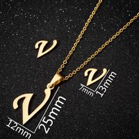 Women's Fashion Simple Style Letter Stainless Steel Pendant Necklace Ear Studs Plating Jewelry Sets sku image 47