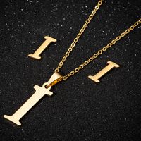 Women's Fashion Simple Style Letter Stainless Steel Pendant Necklace Ear Studs Plating Jewelry Sets sku image 35