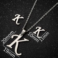 Women's Fashion Simple Style Letter Stainless Steel Pendant Necklace Ear Studs Plating Jewelry Sets sku image 11