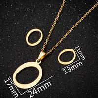 Women's Fashion Simple Style Letter Stainless Steel Pendant Necklace Ear Studs Plating Jewelry Sets sku image 40