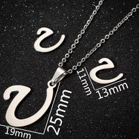 Women's Fashion Simple Style Letter Stainless Steel Pendant Necklace Ear Studs Plating Jewelry Sets sku image 21