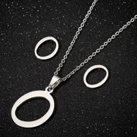 Women's Fashion Simple Style Letter Stainless Steel Pendant Necklace Ear Studs Plating Jewelry Sets sku image 15