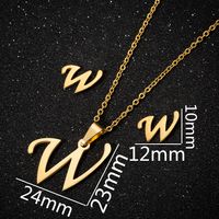 Women's Fashion Simple Style Letter Stainless Steel Pendant Necklace Ear Studs Plating Jewelry Sets sku image 48