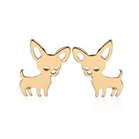 Women's Simple Style Dog Stainless Steel No Inlaid Ear Studs Stainless Steel Earrings sku image 3
